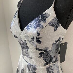 CITY STUDIO Silver Charcoal Lined Sleeveless Full-Length Dress, Size 1